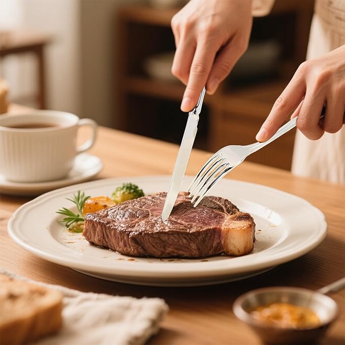 20-piece Silverware Set for 4, 18/10 Stainless Steel Flatware Set, Fine Silverware Set, Serving Utensil Sets, Finely Polished and Dishwasher Safe, Prolos