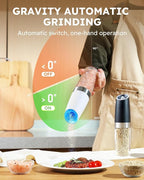 Sangcon Gravity Electric Salt and Pepper Grinder Set 𝐔𝐩𝐠𝐫𝐚𝐝𝐞𝐝 𝟗𝐨𝐳 𝐗𝐋 𝐂𝐚𝐩𝐚𝐜𝐢𝐭𝐲 Battery Powered Refillable Automatic Operation Adjustable Coarseness Mill Grinder Shakers Set