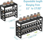 Expandable, Stackable, Adjustable Spice Rack Kitchen Organizer,Metal Pantry Storage Shelves - Multi-Tier Shelf for Cabinet, Countertop, Pantries, Cupboard or Wall Mount,Black