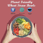Wheat Straw Bowl Sets,6 PCS Unbreakable Cereal Bowl 50 OZ,Microwave and Dishwasher Safe Bowls,Super Big Bowl Sets BPA Free Bowl for Serving Cereal,Oatmeal and Salad (Pure Gray)