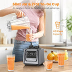 Blenders for Kitchen, 2000W Professional Grade High-Speed Countertop Blender with 68oz Pitcher & 27oz To-Go Cup for Smoothies, Ice, and Frozen Fruit, BPA-Free, Dishwasher Safe