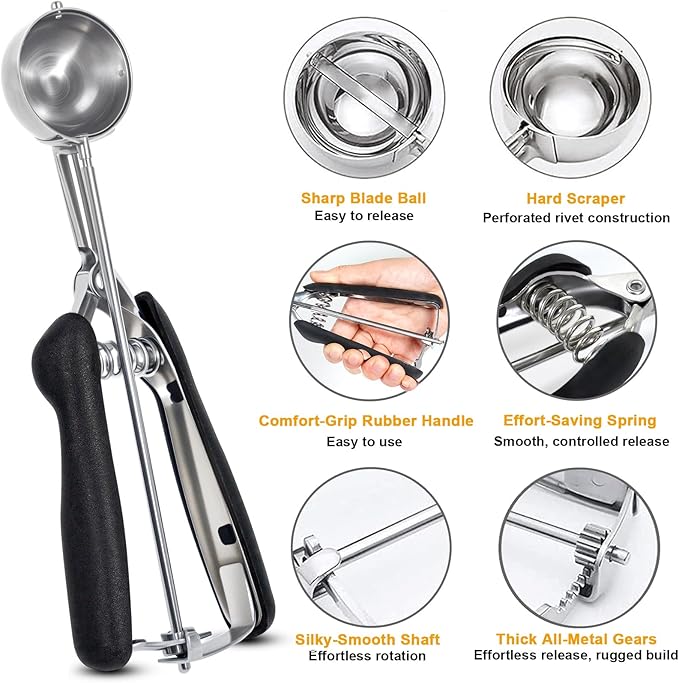 Measuring Cups and Spoons set 11-Piece, Stackable Measuring Cup with Lid and Cookie Scoop (#40), BPA Free, Dishwasher Safe, Cooking Baking Gadgets