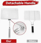Grill Basket Extra Large,Grill Accessories for Outdoor Grill,Grilling Gifts for Men,Fish Grill Basket, Shrimp Vegetable, Veggie, Barbecue BBQ Rack, Camping Cooking, Unique Detachable Handle