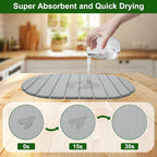 Stone Drying Mat for Kitchen Counter: 24"(L)×16"(W) Collapsible Stone Dish Drying Mat, Super Absorbent Diatomaceous Earth Pad for Dishes Bottles Cup Kitchen Bathroom Families Renters