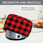 BAGSPRITE Slow Cooker Cover Compatible with Crock-Pot and Hamilton Beach 6-8 QT Slow Cooker Red White