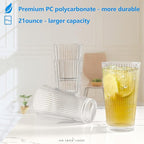 Topsky 20-ounce Plastic Water Tumblers | Set of 4 Transparent Unbreakable Drinking Glasses Clear Acrylic Reusable Juice Wine Cups for Home Picnic Party, Dishwasher Safe, Stackable (Transparent)