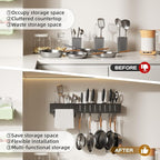 NET MEYA Stainless Steel Pot and Pan Hanger,Wall Mounted Pot Rack Kitchen Hanging Rail With S Hooks,Detachable Pans Hanging Rail Kitchen Lids Utensils Hanger,19.7 InchWall Mounted Hanging Pot Rack