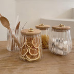 Glass Jars with Bamboo Lids, 23 FL OZ Glass Containers with Airtight Lids for Storage, Large Candy Jars for Coffee Nuts Cookie, Decorative Glass Canister, 780ml Oval