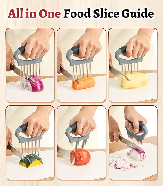 Onion Slicer PRO | Onion Cutter | Holder for Slicing | Lemon Vegetable Cutter for Potato and Tomato, Avocados, Eggs, Food Slicer Assistant Tool for Slicing Fruit and Meat