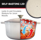 MÜELLERHOME 7.5 QT Enameled Cast Iron Dutch Oven, Heavy-Duty Casserole Dish and Braiser Pan with Lid and Stainless Knob, Oven-Safe up to 500° F & Across All Cooktops, Oyster White