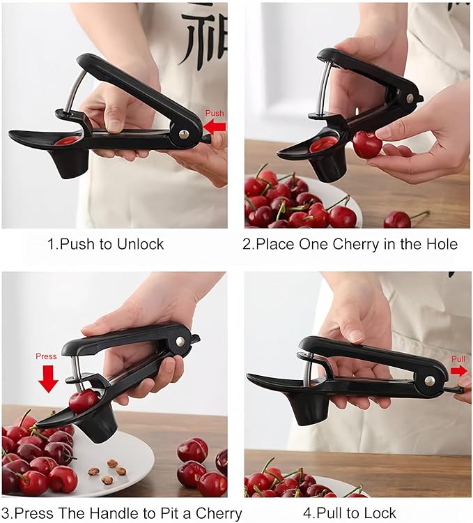 4pcs Fruit Prep Tool Set – Apple Corer & Cherry Pitter (Sturdy & Easy to Use) + Bonus Avocado Slicers – Great for Summer Fruit Season