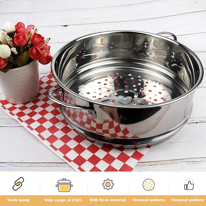 Stainless Steel Steamer Pot 8.6 Inches Round Cooking Rack Food Steamer Basket Insert for Kitchen Dim Sum Dumplings Bun(22cm)