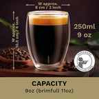 Creano Premium Double-Walled Drinking Glasses 12.5oz / 400 ml - Set of 6 - Professional Quality - 100% Dishwasher Safe (2x 9oz)