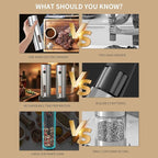 Electric Salt and Pepper Grinder Set with Charging Base，Stainless Steel Automatic Pepper Grinder Set Top-Refill, Flexible Coarsenes, 110ml Larger Capacity with LED Light for Home Kitchen (2 pack)