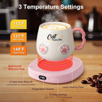 Bsigo Smart Coffee Mug Warmer & Cute Cat Mug Set, Coffee Beverage Cup Warmer for Desk Home Office, Candle Warmer Plate for Cocoa Milk Tea Water with 3 Temperature Up to 149℉/ 65℃, 8 Hour Auto Shut Off