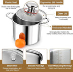 P&P CHEF 12 Quart Tri-Ply Stainless Steel Stockpot, Stock Pot with Visible Lid for Soup Pasta Vegetable, Induction Cooking Pot for All Stoves, Sturdy & Double Handle, Dishwasher Safe