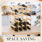 Juexica 12 Bottles Wooden Wine Rack Stackable Modular Storage Racks DIY Assembly Wine Bottle Holder for Inside Cabinet Countertop Cellar Racks(2 Pack)