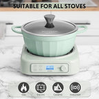 BUYDEEM 5-in-1 Slow Cooker 4.7QT with Removable Nonstick Stockpot, Compatible with Various Cookwares, Two Temperature Controls, Customized Time Settings, Auto Keep Warm for 2H, Cozy Greenish