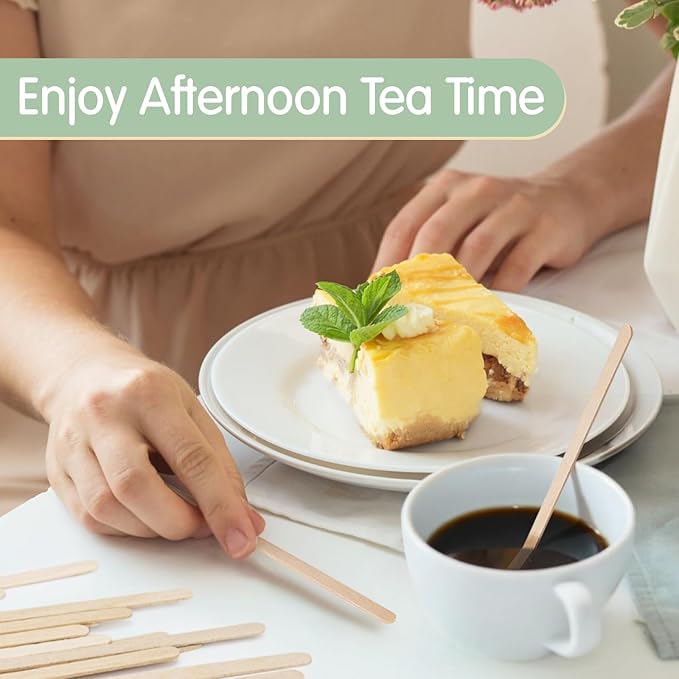 WISYOK 1200 PCS Coffee Stirrers, 5.5 Inch Premium Birch Wooden Sticks, Splinter-Free Smooth Round Ends, Disposable Stir Sticks for Coffee, Cocktails, Office, Home, Coffee Bars