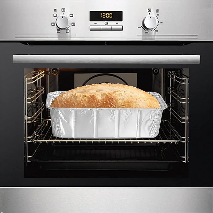 PARTY BARGAINS 5 Lb Aluminum Loaf Pan - 40 Pack, Heavy Duty Disposable Bread Pans for Perfect for Baking, Lasagna, Meatloaf & Food Serving (Max 240°C)