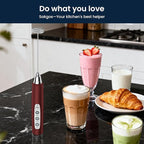 Milk Frother Rechargeable Handheld-Electric Whisk 3 Speed Adjustable, Frother Wand Coffee with 3 Stainless Whisks, Electric Foam Maker, Drink Mixer Blender for Latte Cappuccino Matcha Egg