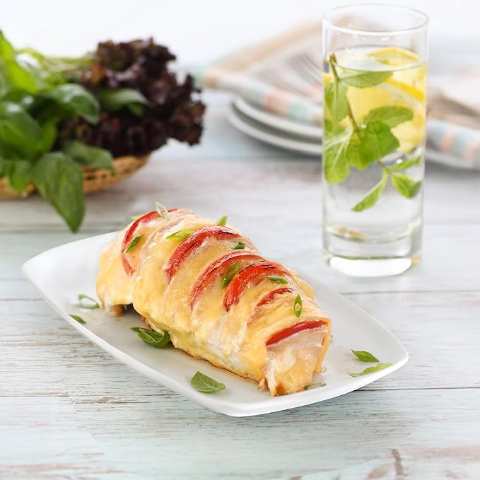 Ceramic Serving Platter Set, 4 Pcs 10 inch Rectangular Serving Tray for Entertaining at Parties and Weddings, White Platter Rectangular Dishes Dinner Plates for Appetizer Meat Bread Dessert and Sushi