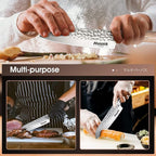 Huusk Japan Knife 7-Inch Santoku Chef Knife Professional Hand Forged High Carbon Steel Kitchen Knives, Japanese Santoku Knives for Meat Vegetables - Wood Handle, Father's Day Christmas Gift Men Women
