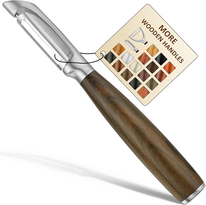 Premium I Type 304 Stainless Steel Multifunctional Kitchen Peeler Real Wood Handle Ultra Sharp Blade Vegetable Potato Apple（Agarwood）