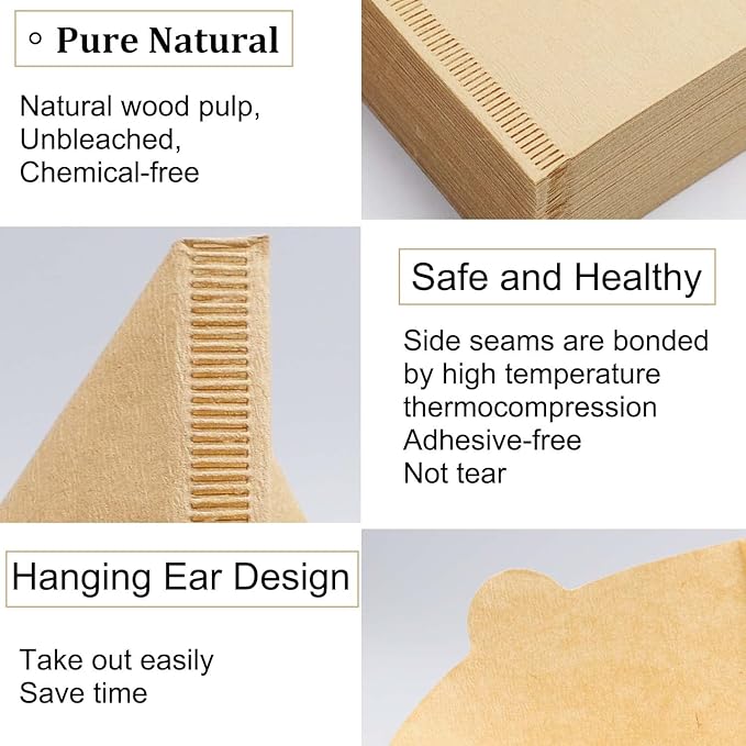 Cone Coffee Filters Size 01, 100 Count Unbleached 1-2 Cups Disposable V01 Coffee Paper Filters, Compatible with Cone Shaped Pour Over Coffee Filter and Drip Coffee Maker