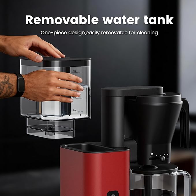 Kismile Premium 8-Cup Coffee Maker with Hot & ice brew, Removable Water Tank Coffee Machine, Drip Coffee Maker,Rapid Heating System for seconds Brewing,Red