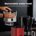 Kismile Premium 8-Cup Coffee Maker with Hot & ice brew, Removable Water Tank Coffee Machine, Drip Coffee Maker,Rapid Heating System for seconds Brewing,Red