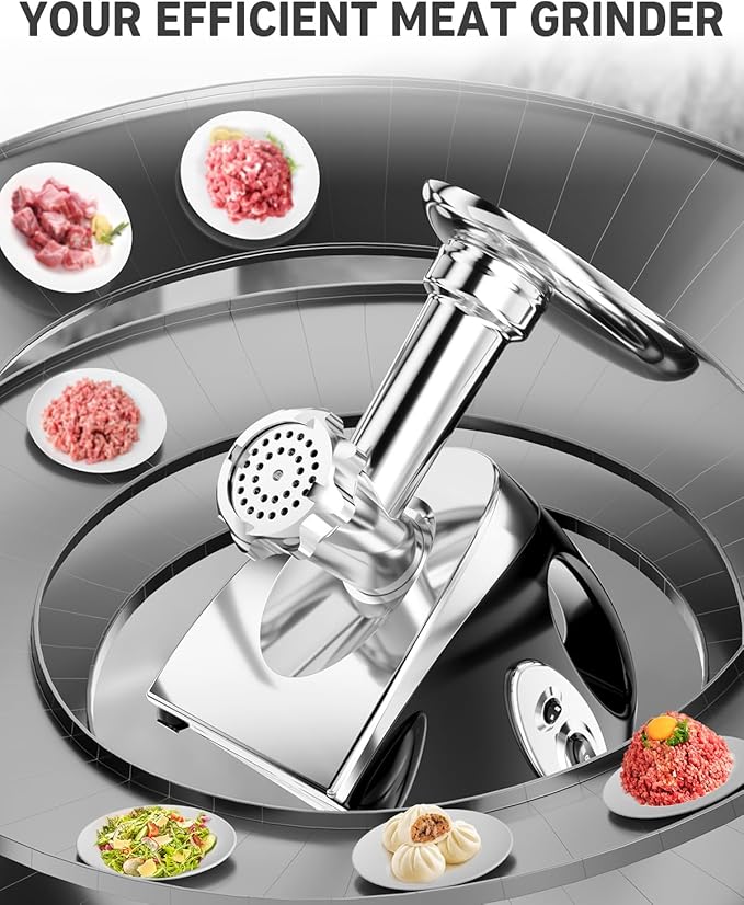 Electric Meat Grinder: [3000W Superior Motor] Meat Grinder with 6 PCS Stainless Steel Blades & Grinding Plates, Sausage Stuffer Tubes & Kubbe Kit Portable Handle for Gift (Black New)