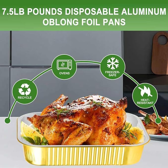 15 Pack 13"×9"×2.4" Gold Aluminum Foil Pans with Lids Heavy Duty, 9x13 Foil Food Containers with Lids, Tin Foil Pans for Baking, Meal Prep, Freezer, Heating and Takeout