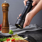 Wooden Pepper Mill Set Salt Black Pepper Grinder Kit Manual Mills Solid with Strong Adjustable Ceramic Grinders 2 Piece 8 Inches
