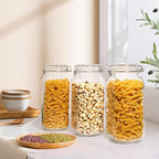 Glass Jars with Airtight Lid, Large Glass Food Storage Jars, 3 Pack Wide Mouth Airtight Glass Jars ffor Flour, Cereal, Coffee, Pasta and Canning(70OZ)
