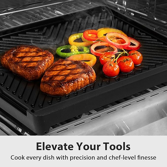 Utheer Nonstick Reversible Aluminum Ceramic Griddle 16.3" x 13", 50% Lighter 2-in-1 Flat & Ribbed Grill Griddle, Warp-Resistant, PFAS-Free,100% Recyclable Stovetop Griddle for Gas,Charcoal,Outdoor BBQ