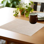PIGCHCY Beige Placemats Set of 4 Vinyl PVC Durable Place Mats for Dining Table,Heat Resistant Non-Slip Woven Tabel Mats (18x12 inches, Beige)