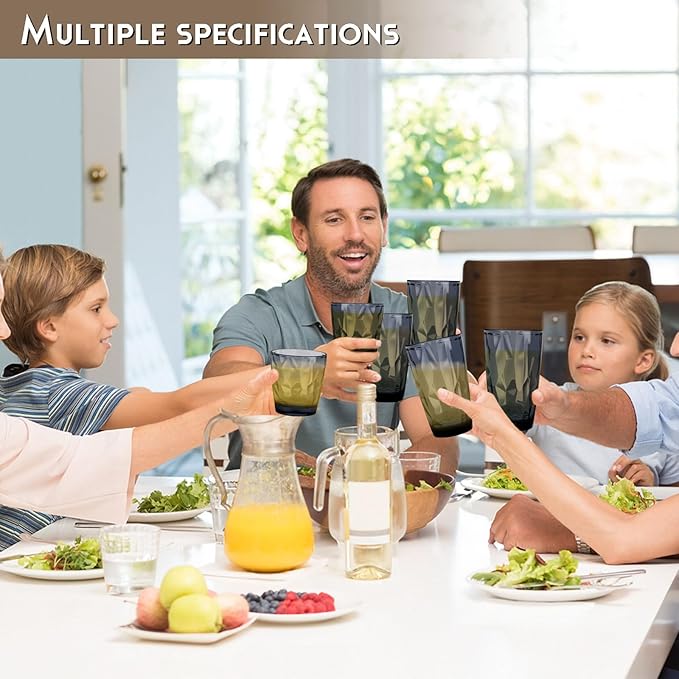 Topsky Plastic Tumblers Reusable,Shatter Proof Cups Drinking Glasses,Unbreakable Plastic Tumblers Beverage Acrylic Juice Wine Cups for Home Picnic Party,Dishwasher Safe,Stackable|10-oz&16-oz|Gray