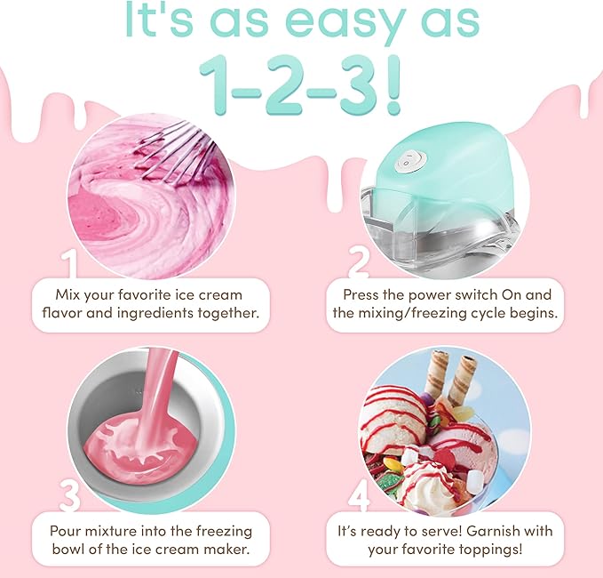 Maxi-Matic EIM-520 Automatic Easy, Homemade Electric Maker, Ingredient Chute, On/Off Switch, No Salt Needed, Creamy Ice Cream, Gelato, Frozen Yogurt, or Sorbet, 1 Quart, Blue