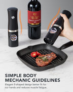 FORLIM Rechargeable Electric Salt and Pepper Grinder Set with Charging Base, Automatic Pepper Mill, Adjustable Coarseness, White LED Light, USB Type-C Cable, One Hand Operation, 2 Mills