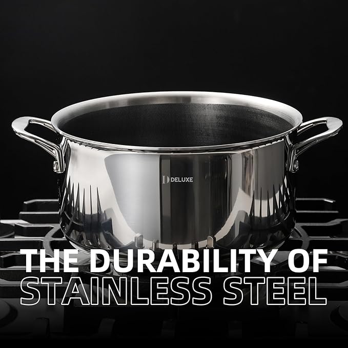 DELUXE Hybrid Ceramic Nonstick 5.4-Quart Dutch Oven with Tempered Glass Lid, Dishwasher Oven Safe, Induction Ready, PFOA Free Compatible with All Cooktops