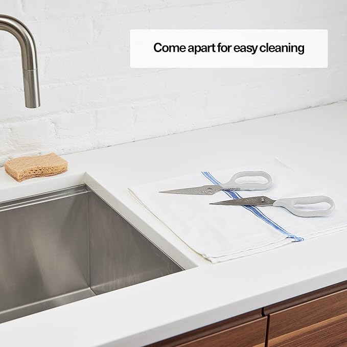 Misen Heavy Duty Kitchen Shears - Comfortable Ambidextrous Scissors for Meat, Poultry, Herbs & More - Easy to Clean - German Stainless Steel - Large | White