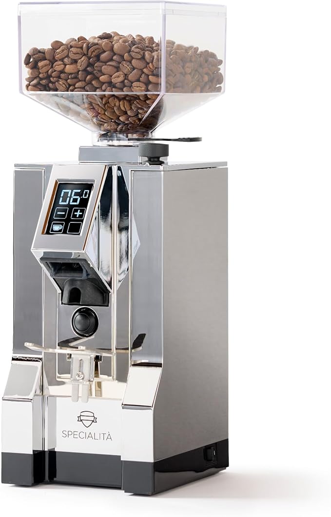 Eureka Mignon Specialita Espresso Grinder | Sound-Insulated | Stepless 55mm Burrs | Touchscreen | Chrome