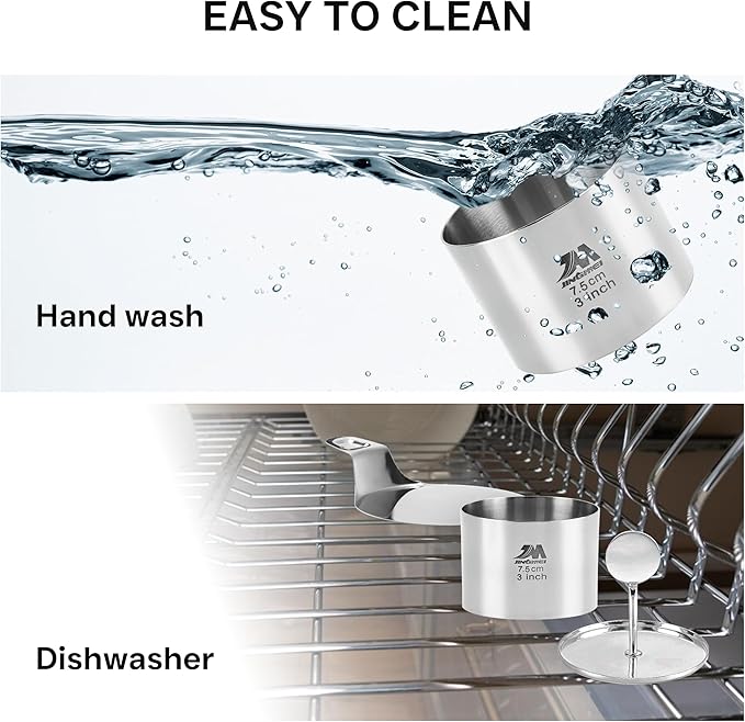 6 Pack Round Cake Ring Molds, Seamless Stainless Steel Cake Cutter with Pusher & Lifter, 3-Inch Dessert Mousse Rings for Baking (Includes 1 Pusher, 1 Lifter and 6 Rings)