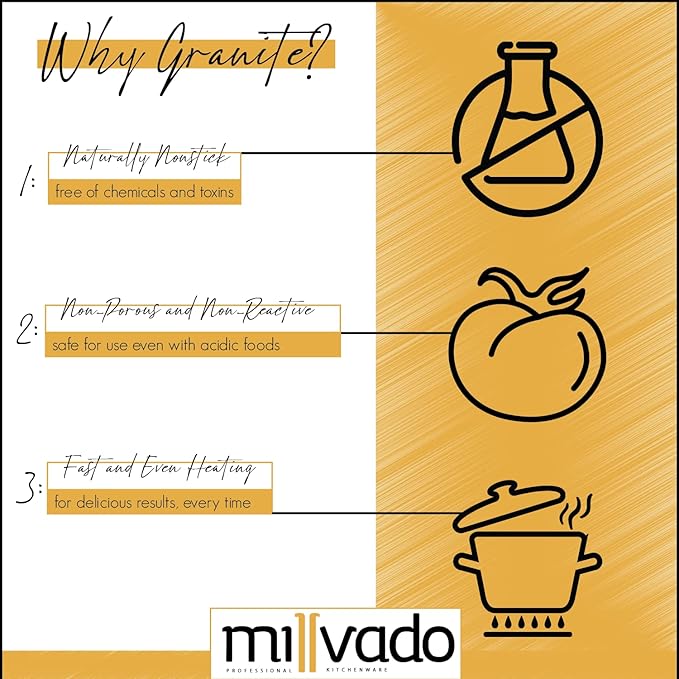 4 Quart Granite Saucepan, Naturally Nonstick Sauce Pots, Speckled Enamel Ware Cookware, Small Sauce Pan for Cooking and Boiling - Granite Cooking Pot for Stovetop, Campfire, Outdoor Stove