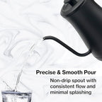 1.0L 1500W Gooseneck Electric Kettle - Stainless Steel Interior - Rapid-Boil - Auto Shut-Off, Boil-Dry Protection, Temperature Control, LED Indicator - Black by The Display Guys