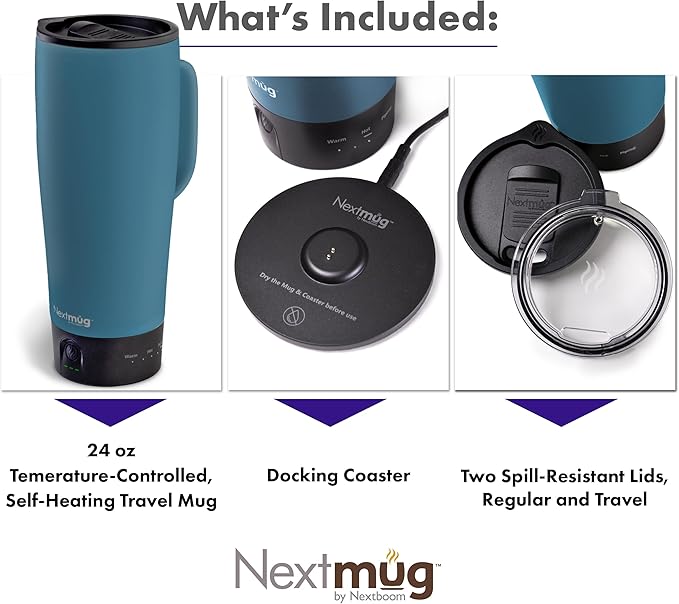 Nextmug Ultra - Temperature-Controlled, Self-Heating Travel Mug (Slate Blue - 24 oz.)