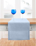 Solino Home Linen Sky Blue Table Runner 60 Inches - 100% Pure Linen Short Table Runner 14 x 60 Inch Ideal for Dresser and Coffee Tables - Summer - Fete