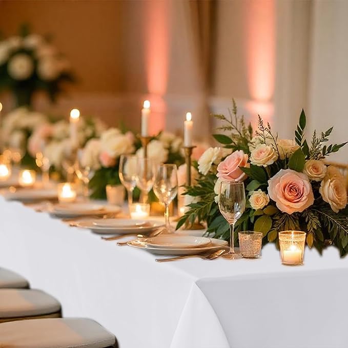 Fitable 8 Pack Table Cloth Rectangle Table: Stain and Wrinkle Resistant Tablecloth Rectangular, Washable Polyester Tablecloths for Wedding Party Dining Banquet Event Catering(White, 70x108 Inch)