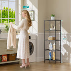SINGAYE Metal Shelves Wire Shelving：Storage Rack Standing Units Shelf for Kitchen Laundry Bathroom Closet Organizers Pantry Narrow Mesh Adjustable 10" D x 16" W x 55" H Black